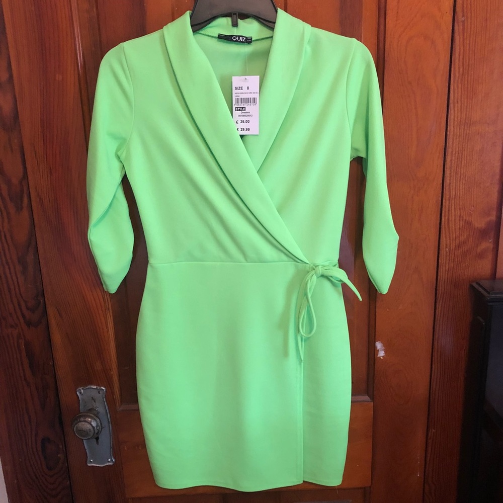 Neon green mini dress